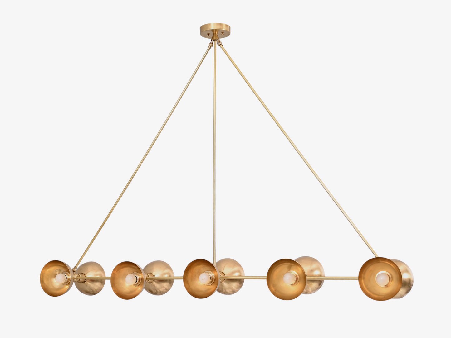10-Light Half Dome Brass Sputnik Chandelier - Sleek Mid-Century Design for Any Room