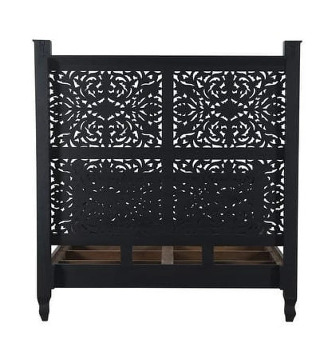 Handcarved Bed Room-anchoring Piece Carving Traditional Styles Handcrafted tropical Wood Bed Frame