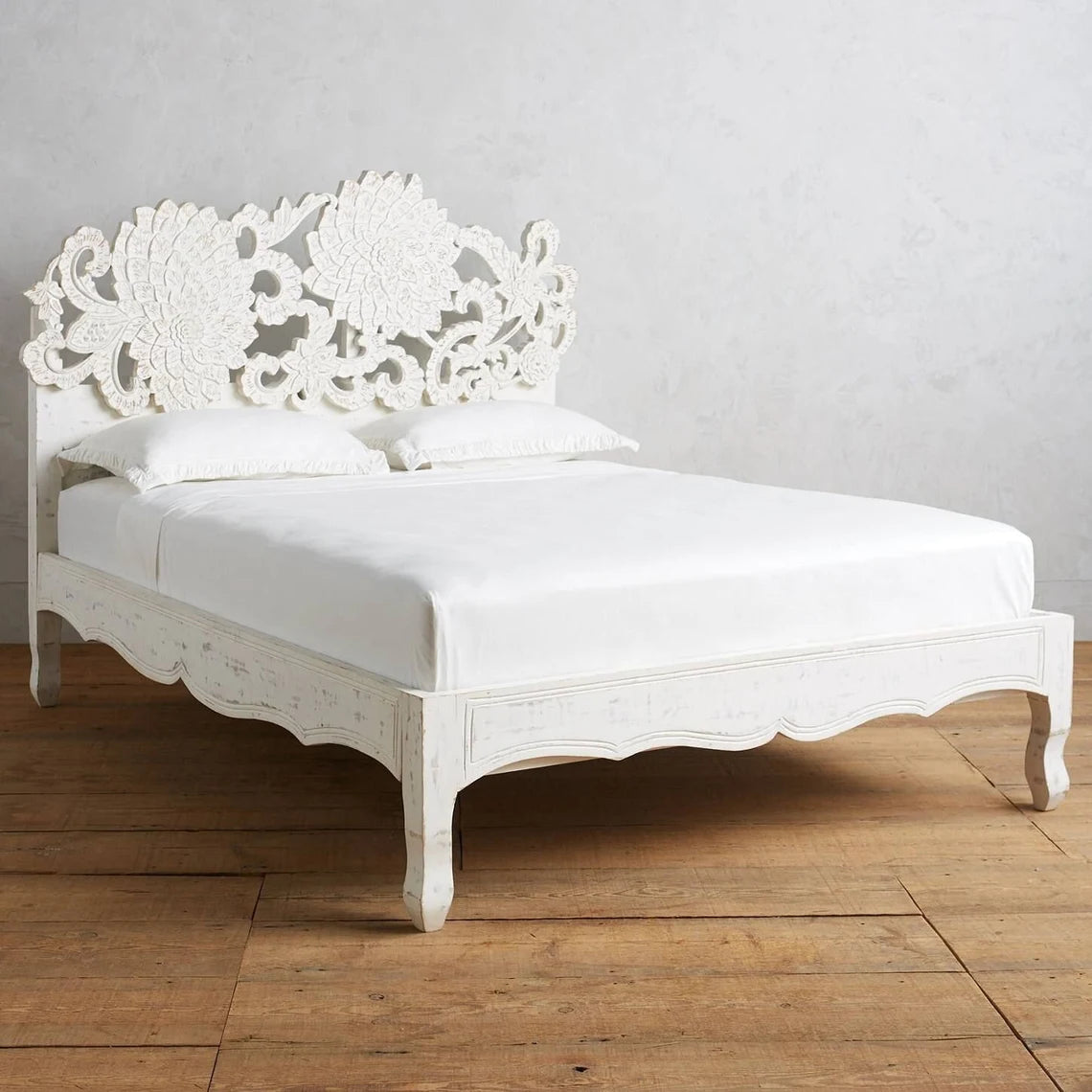 Handcarved Wood Bed frame-anchoring Piece Carving Traditional Styles Tropical Hardwood