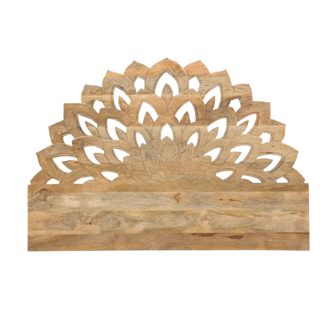 Lotus half-moon bed with a carved headboard Hanging Wooden Furniture by Crafted Fashions