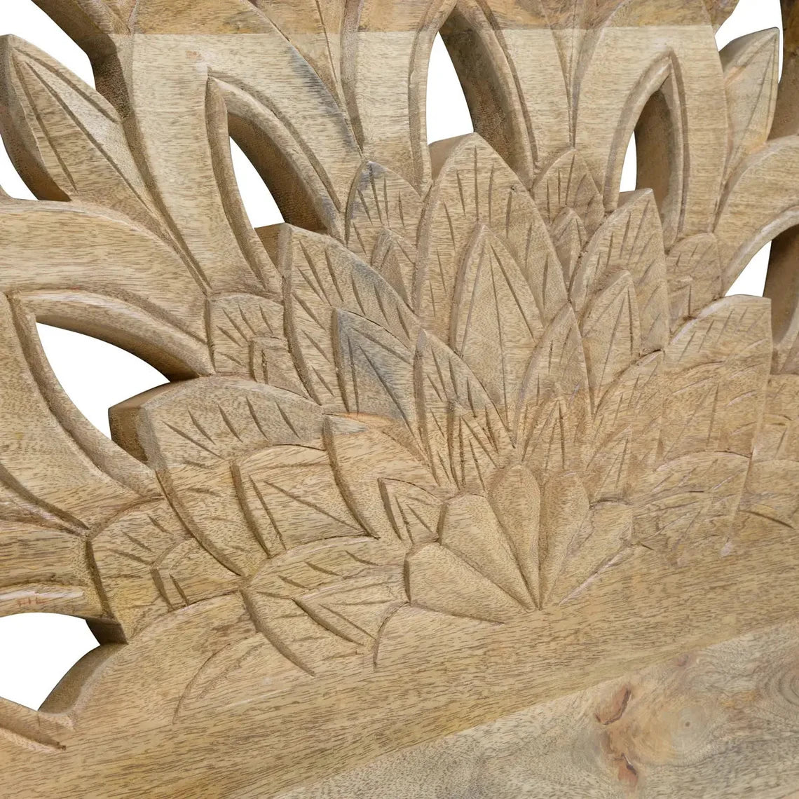 Lotus half-moon bed with a carved headboard Hanging Wooden Furniture by Crafted Fashions