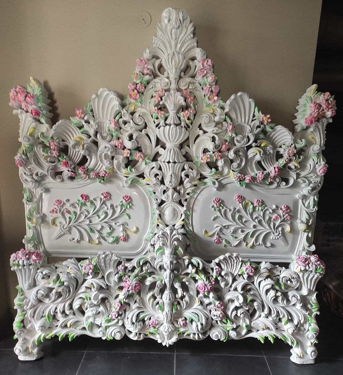 Balinese Bed Headboard House Decoration Teak Wood Carving
