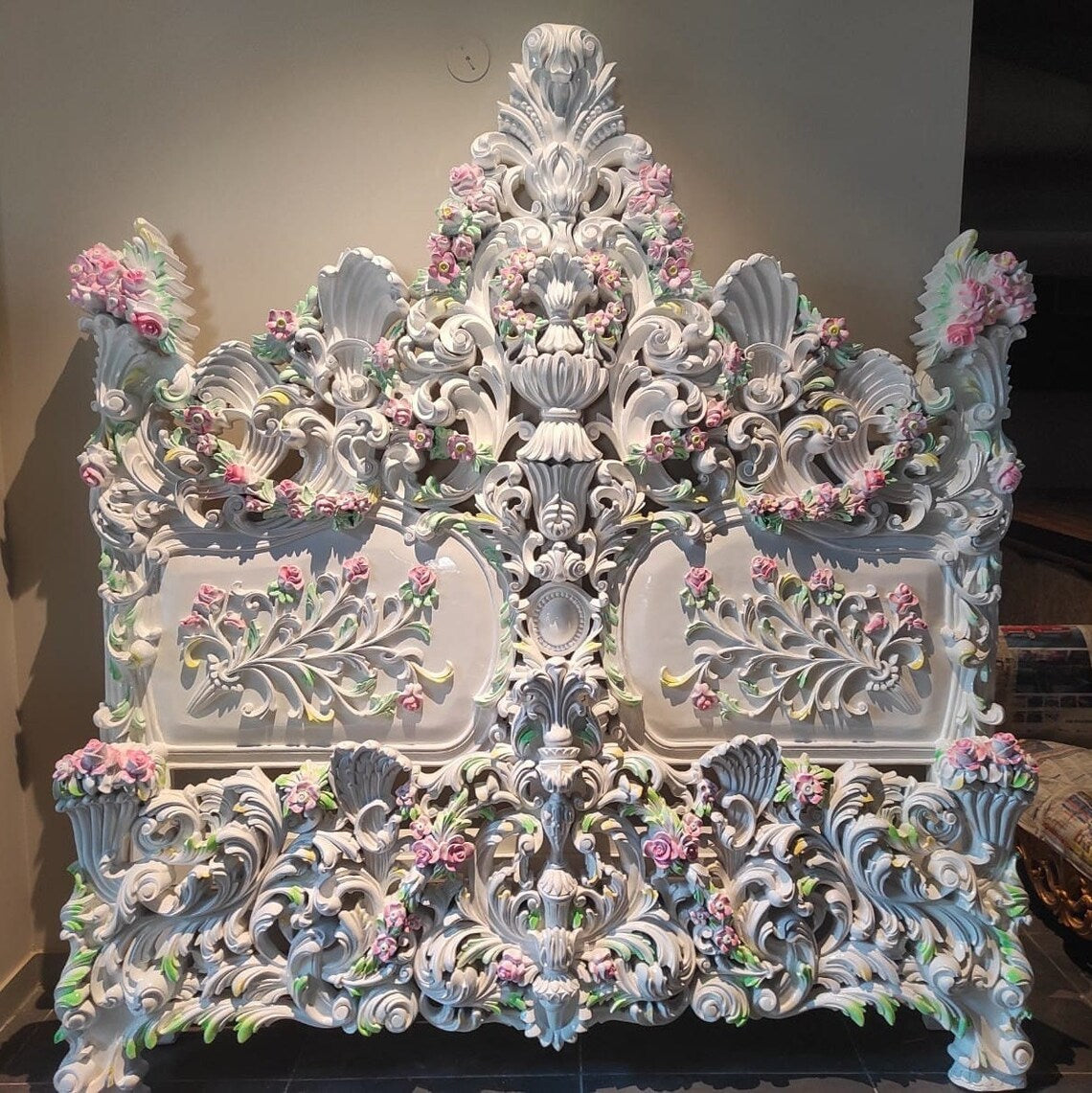 Balinese Bed Headboard House Decoration Teak Wood Carving