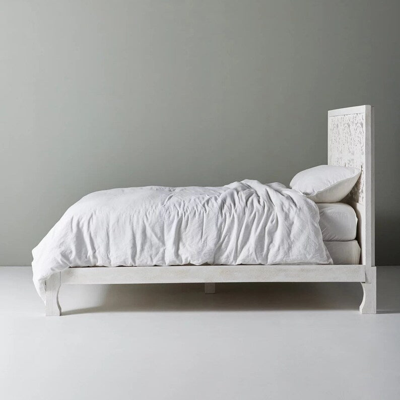 Hand Carved Hardwood Bed Frame, Tropical Styles Traditional Carving by Crafted Fashions