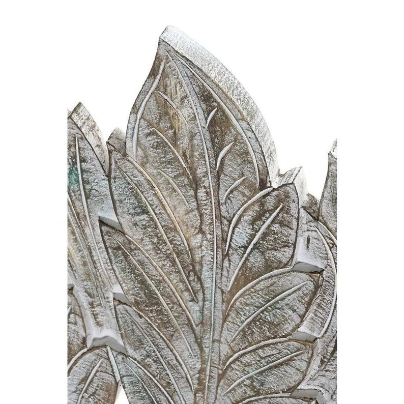 The Hand Carved Palm Leaf Wall Art Bed Headboard by Crafted Fashions