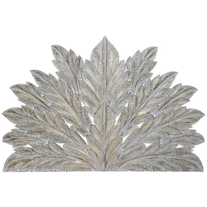 The Hand Carved Palm Leaf Wall Art Bed Headboard by Crafted Fashions