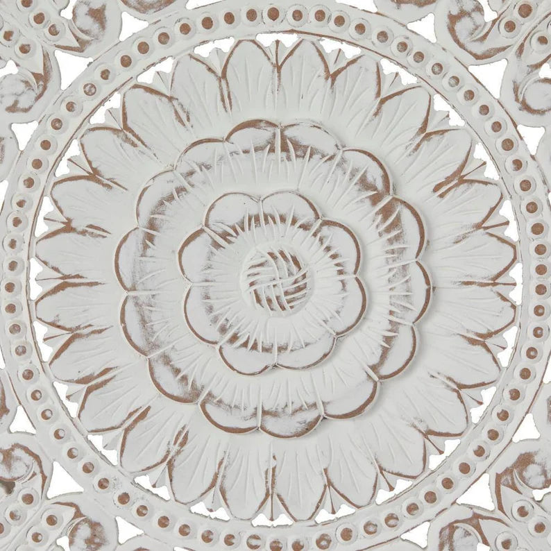 Hand-carved antic wash Decorative Headboard / Panel / Wooden wall mount Furniture - INDAH by Crafted Fashions
