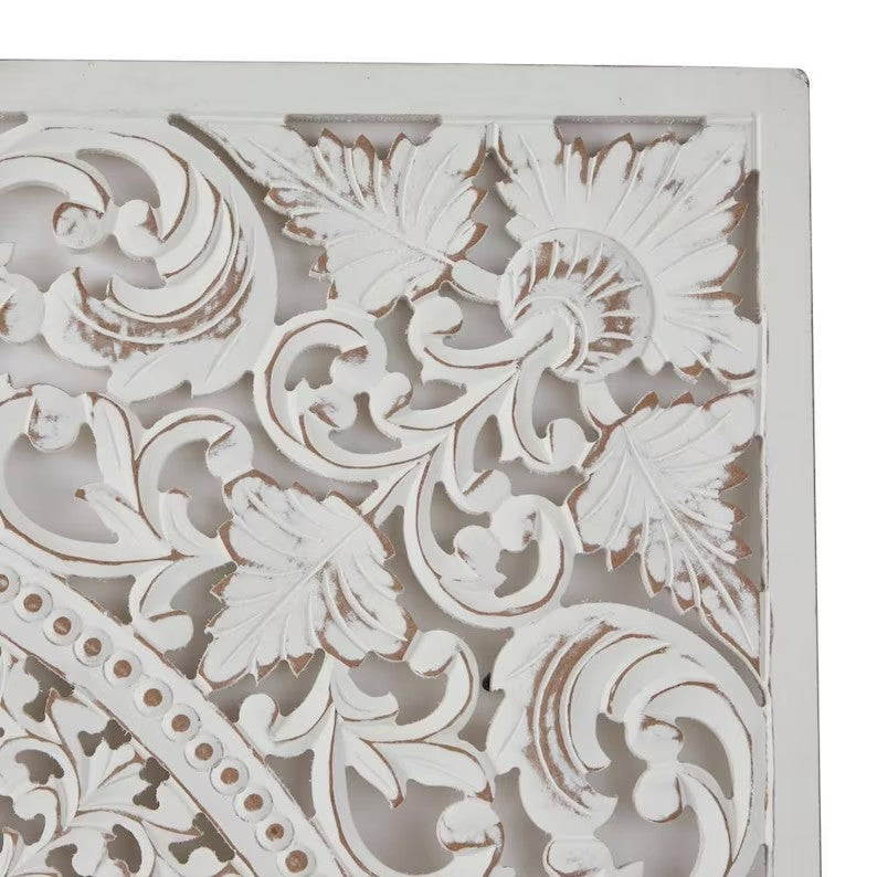 Hand-carved antic wash Decorative Headboard / Panel / Wooden wall mount Furniture - INDAH by Crafted Fashions