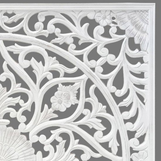 Victoria Hand Carved Mandala Wall Mount Wood Bed Headboard by Crafted Fashions