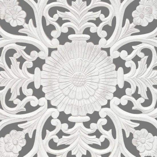 Victoria Hand Carved Mandala Wall Mount Wood Bed Headboard by Crafted Fashions