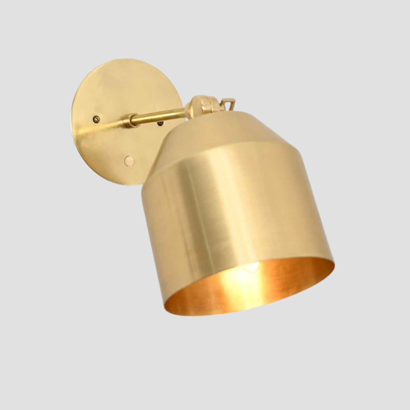 1-light raw brass cone wall sconce—mid-century sputnik style with vintage charm