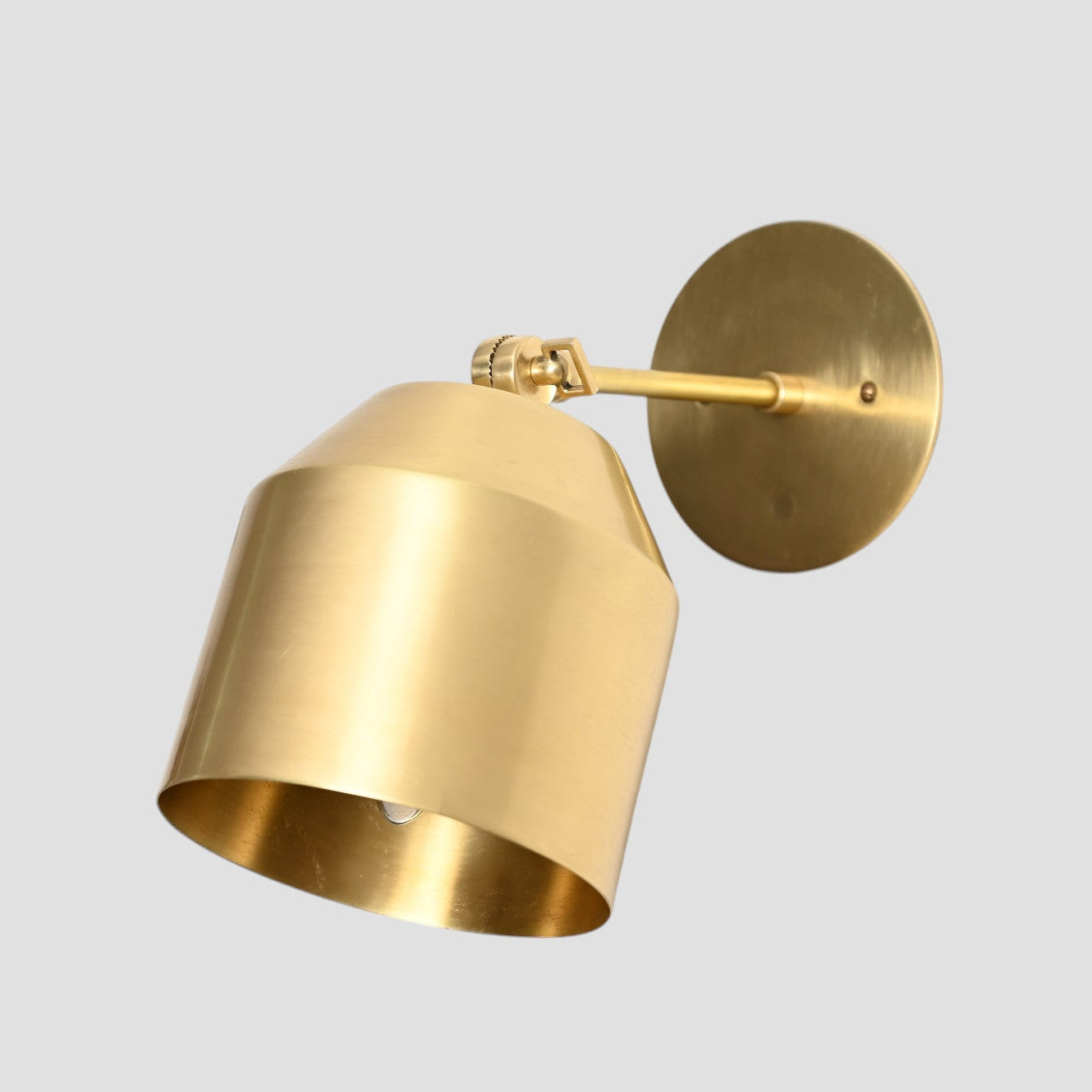 1-light raw brass cone wall sconce—mid-century sputnik style with vintage charm