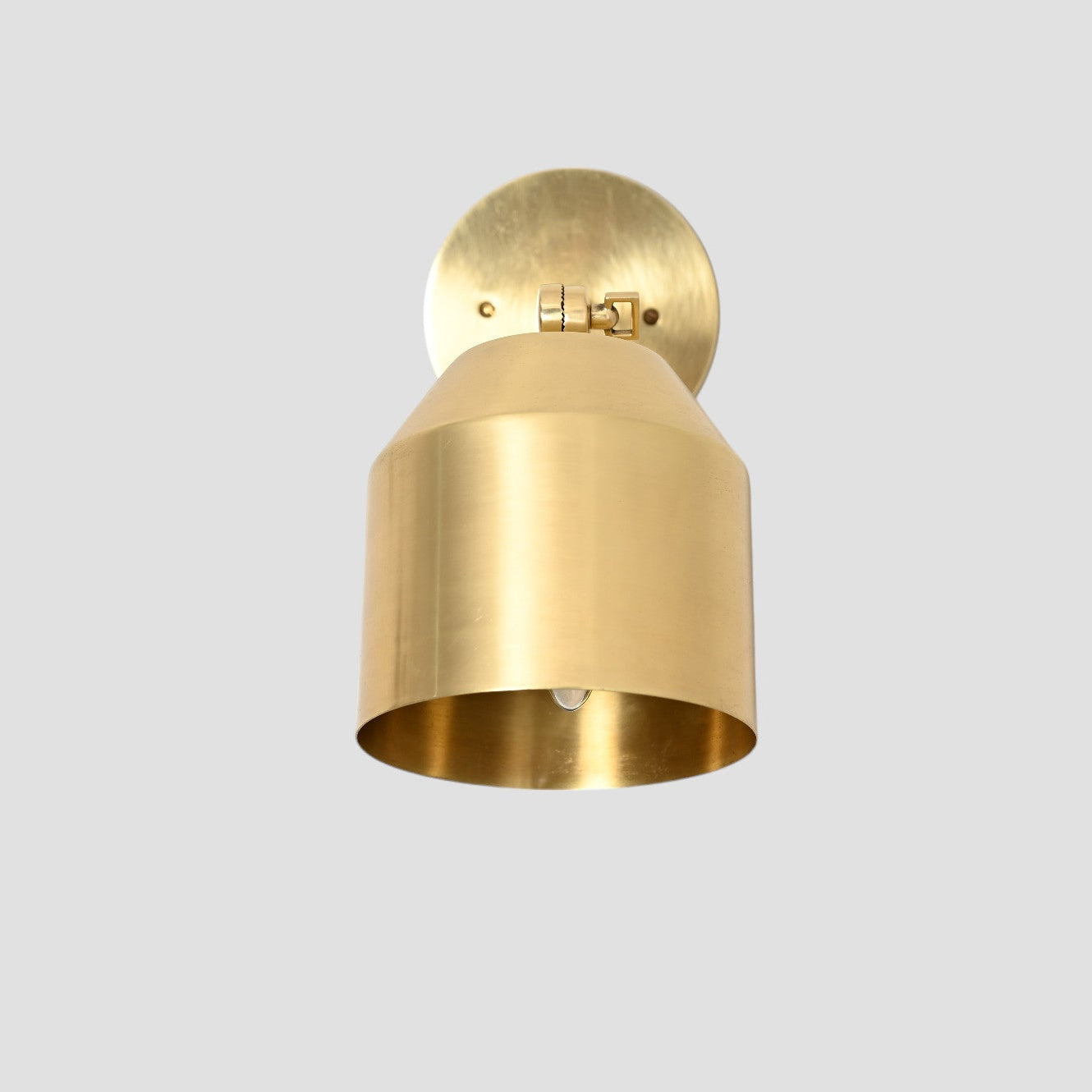 1-light raw brass cone wall sconce—mid-century sputnik style with vintage charm