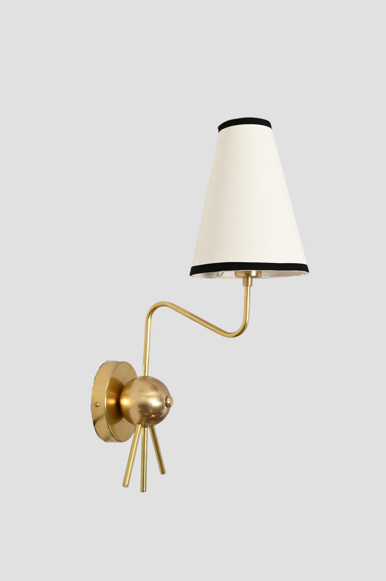 Handmade Brass Sputnik Wall Lamp: Linen shade, warm glow, modern vintage elegance