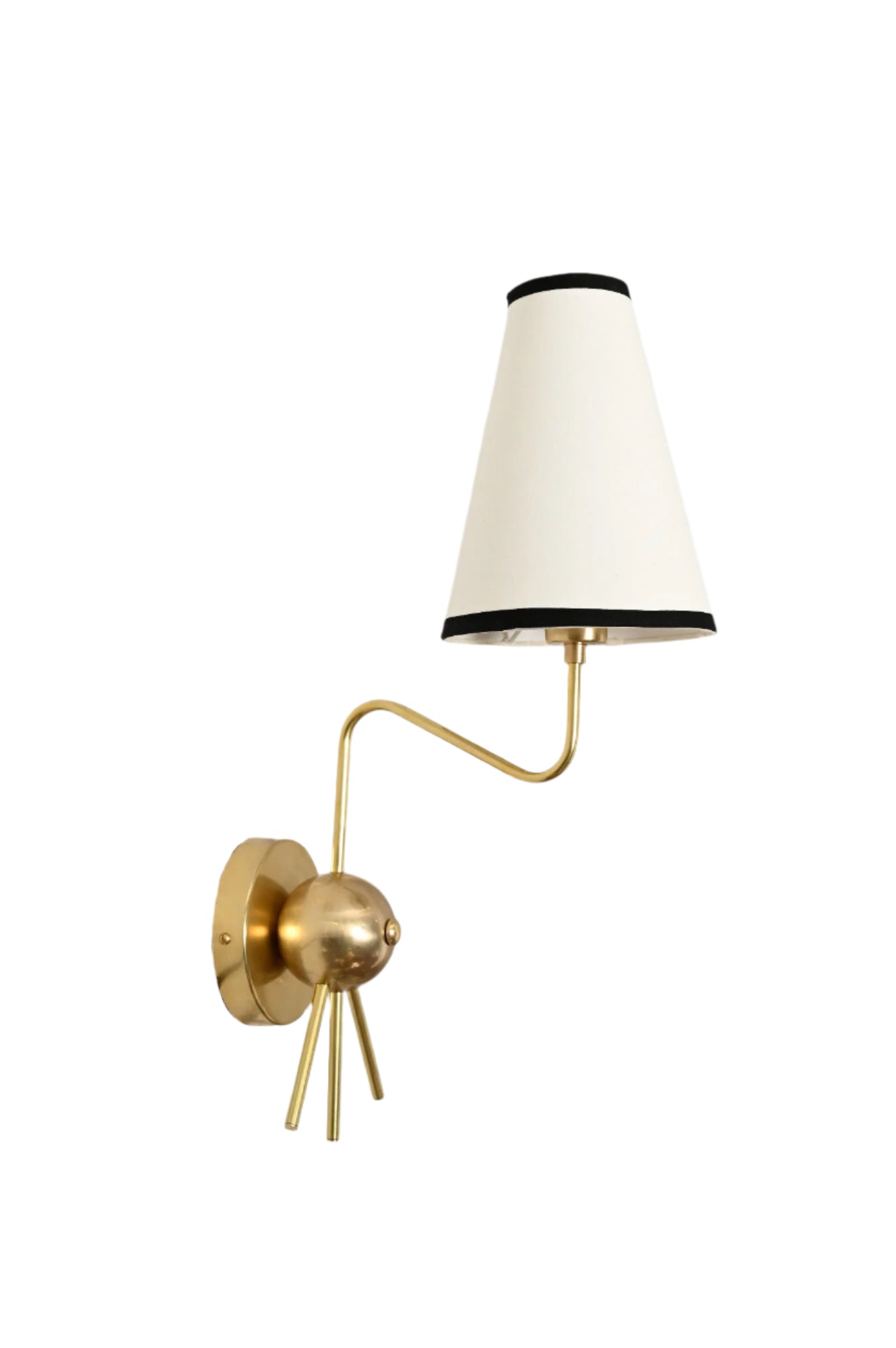 Handmade Brass Sputnik Wall Lamp: Linen shade, warm glow with black borders