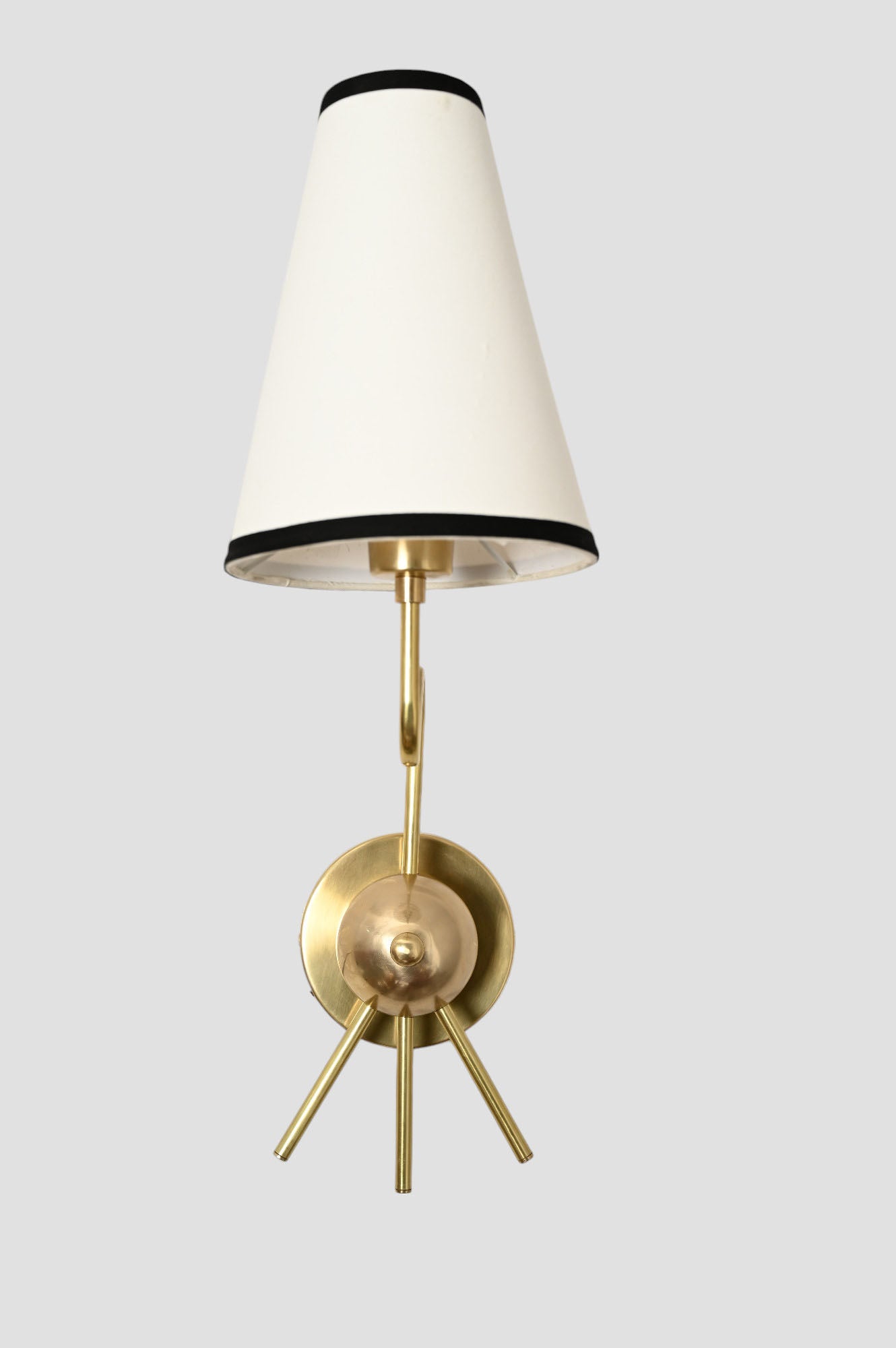 Handmade Brass Sputnik Wall Lamp: Linen shade, warm glow, modern vintage elegance