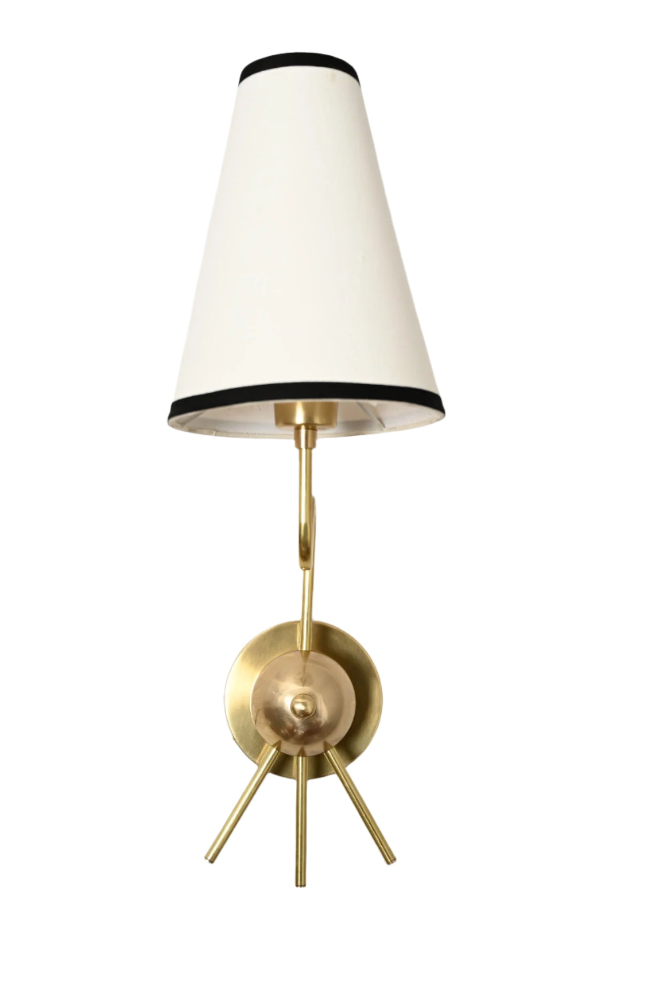 Handmade Brass Sputnik Wall Lamp: Linen shade, warm glow with black borders