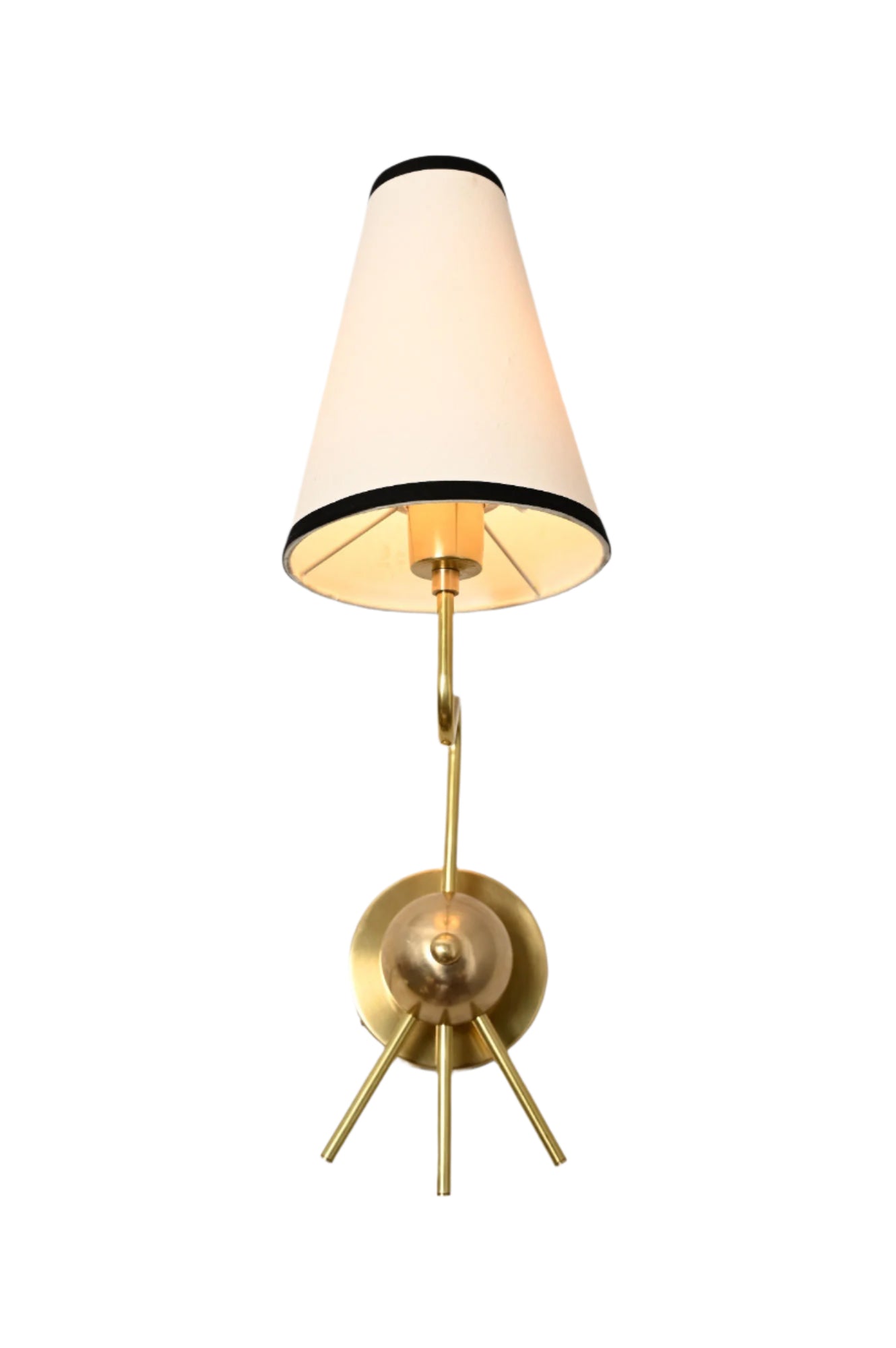 Handmade Brass Sputnik Wall Lamp: Linen shade, warm glow with black borders