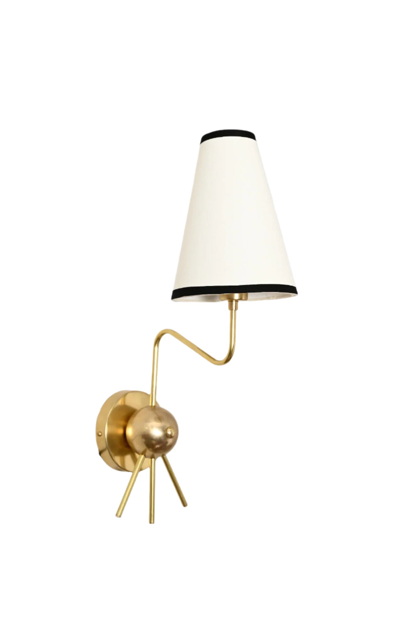 Handmade Brass Sputnik Wall Lamp: Linen shade, warm glow with black borders