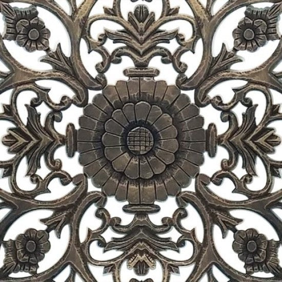 Victoria Hand Carved Mandala Wall Mount Wood Bed Headboard