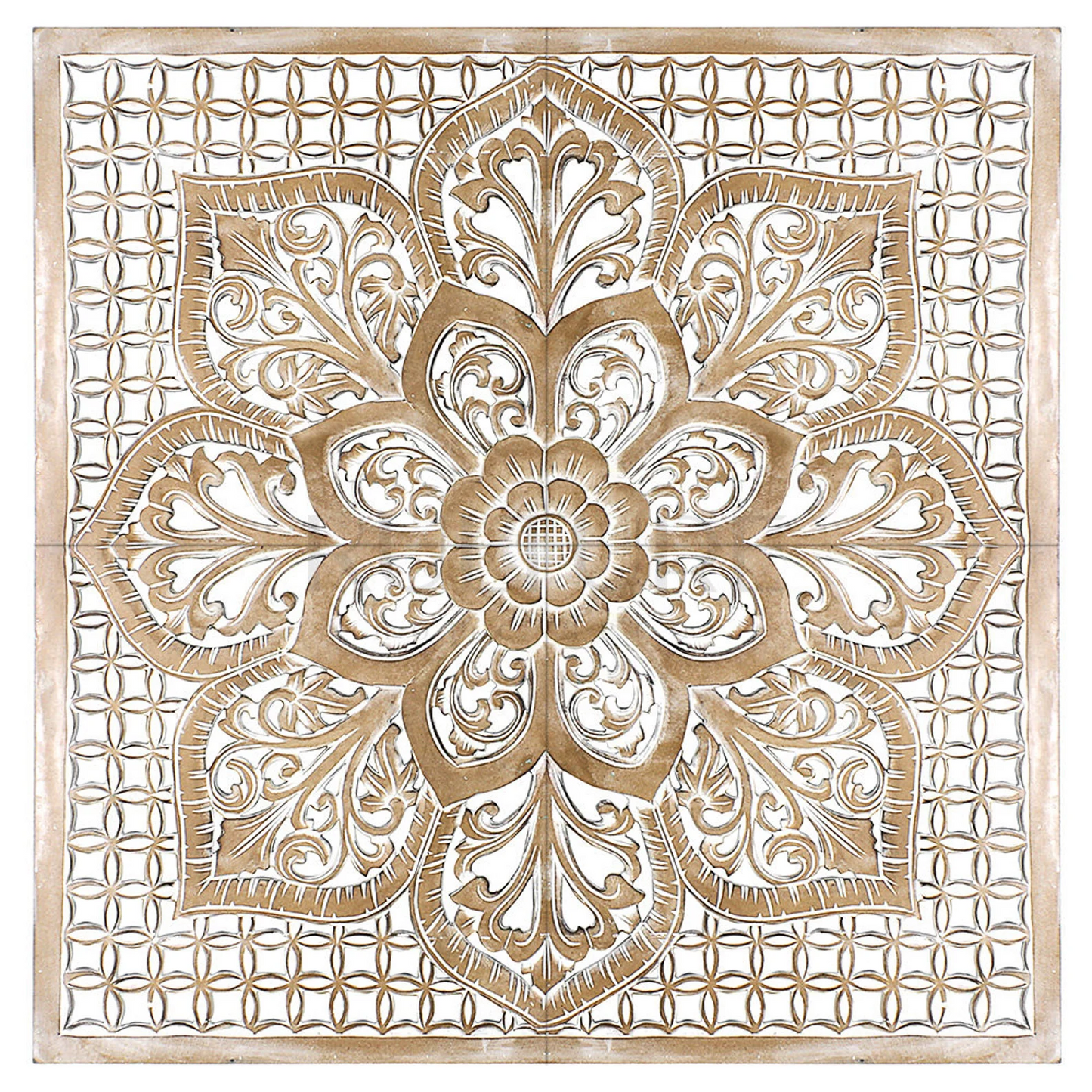 Balinese Hand Carved Mandala Bed Headboard Dahayu Decor Wood Wall Art by Crafted Fashions
