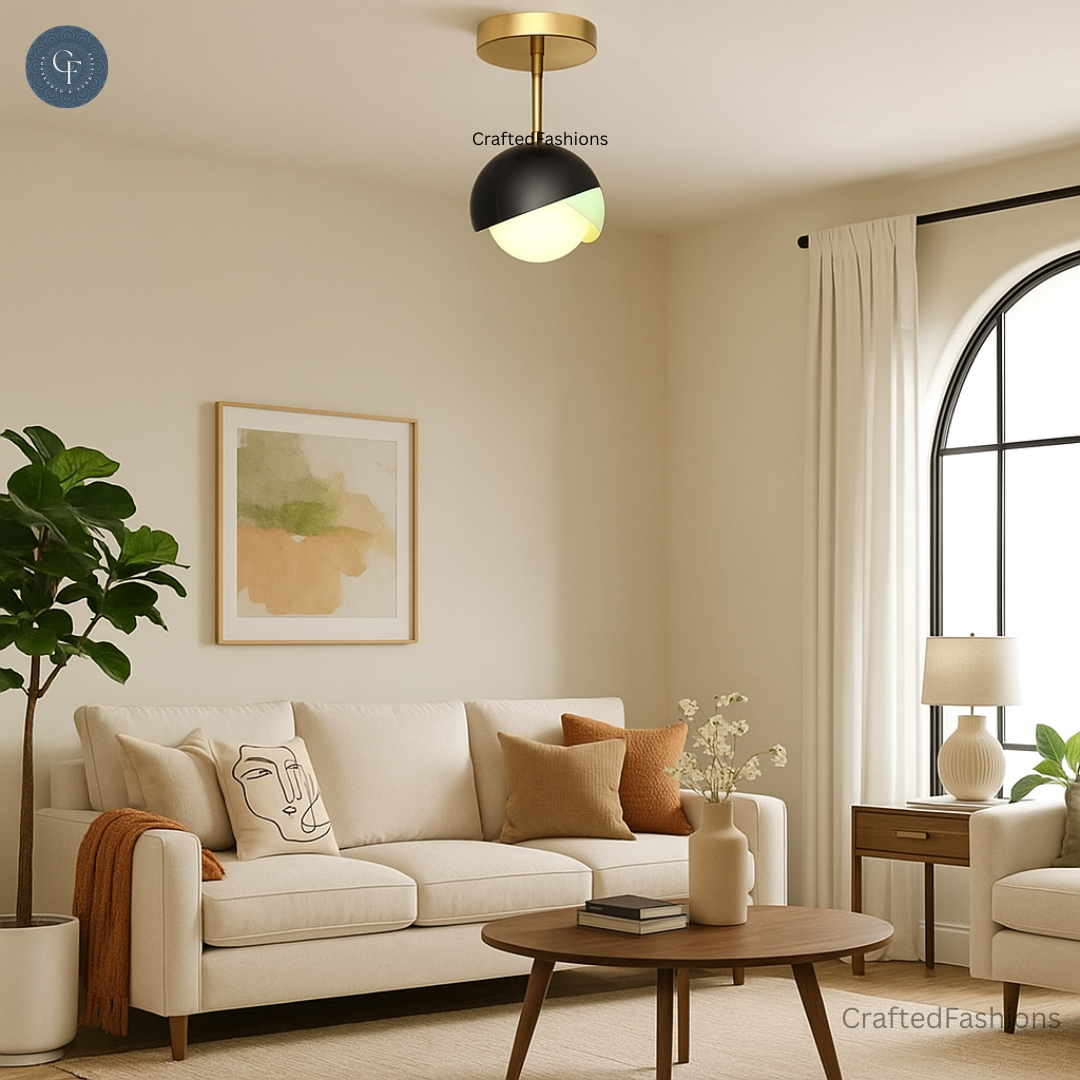 The 1-Light Mid-Century Ceiling Lamp features sleek design and retro flair for style