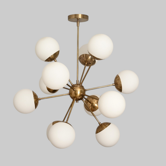 12 Globe Lights chandelier offers stunning, modern design and elegant, ambient lighting.