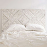 Mandala Bohemian Handmade Headboard - White Rectangular,  Wall Mounted bedhead by Crafted Fashions