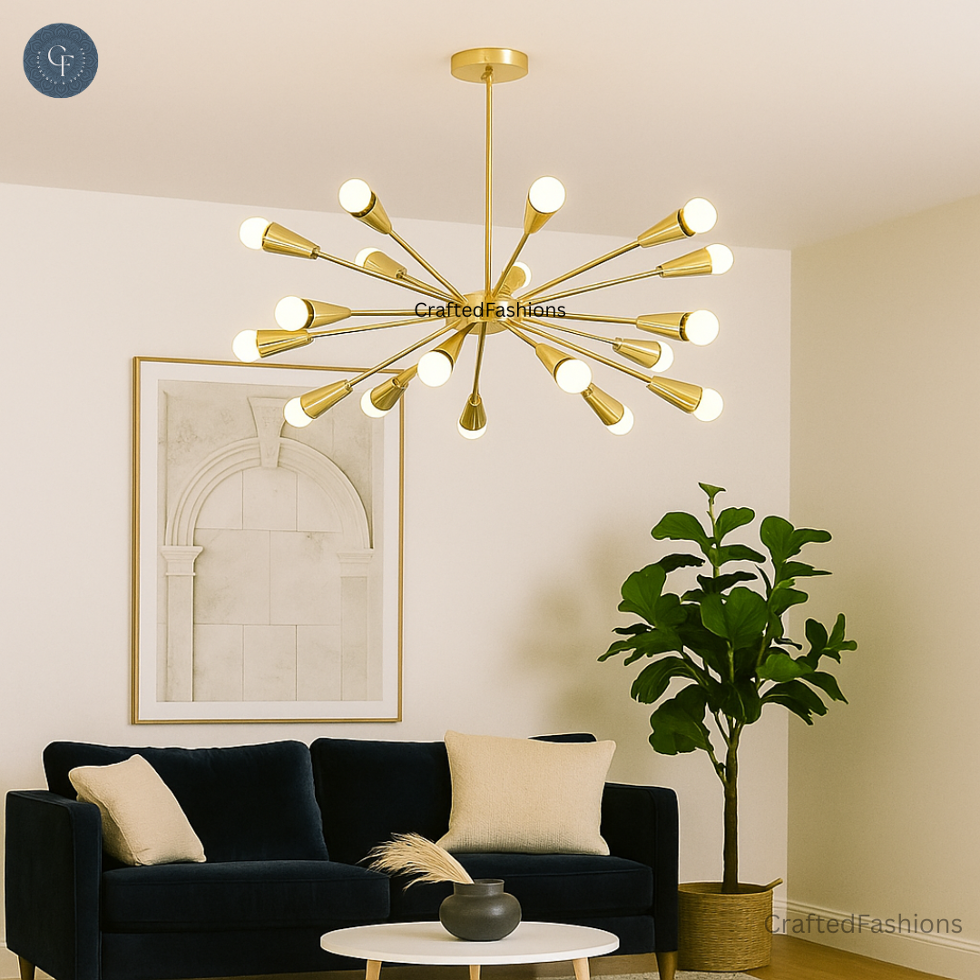 Mid-Century Sputnik Chandelier with 16 lights adds retro charm and sleek style