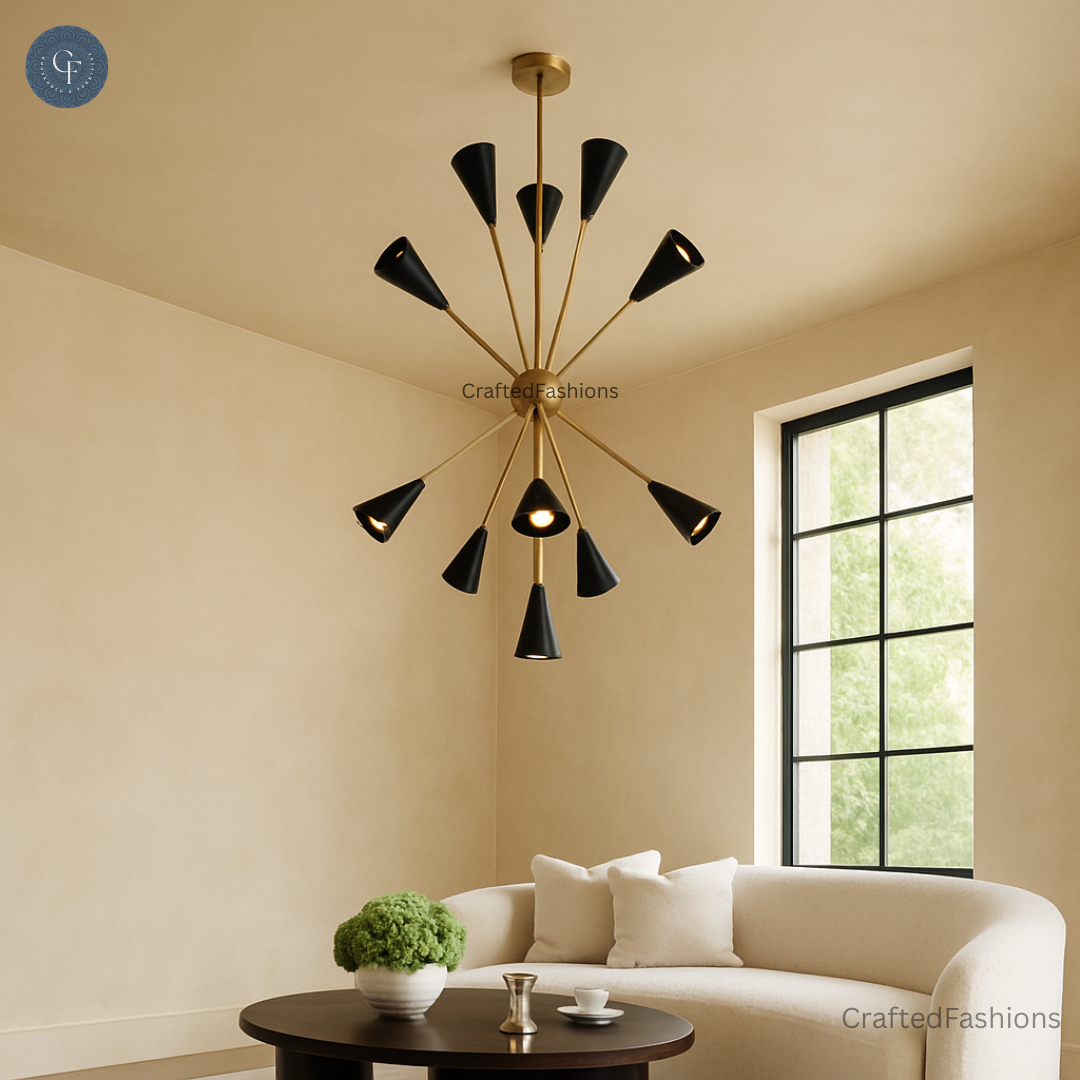 1950's Spore Chandelier: Italian Mid-Century Starburst Design
