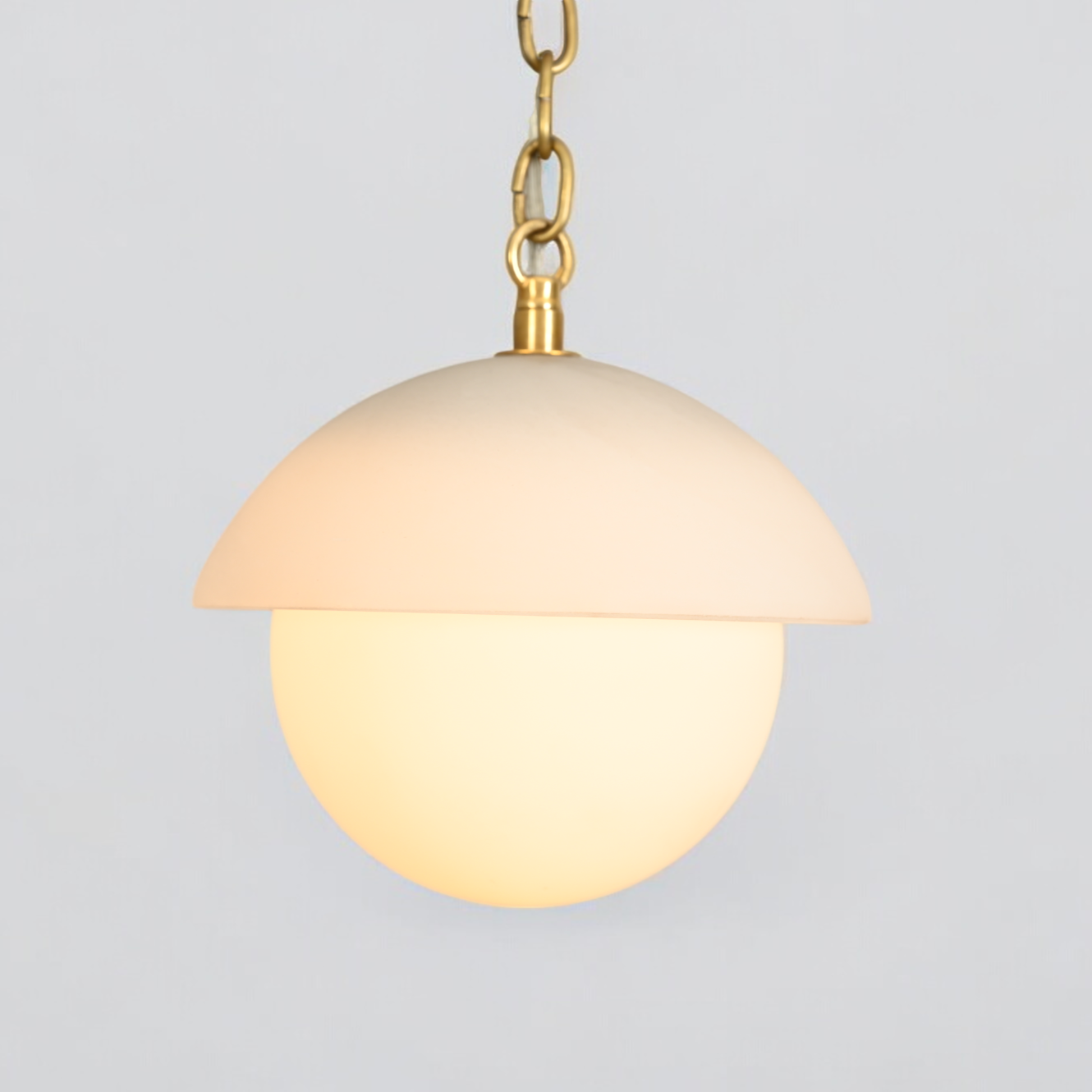 Illuminate your space with the Mid Century Brass Sputnik chandelier and glass shade!