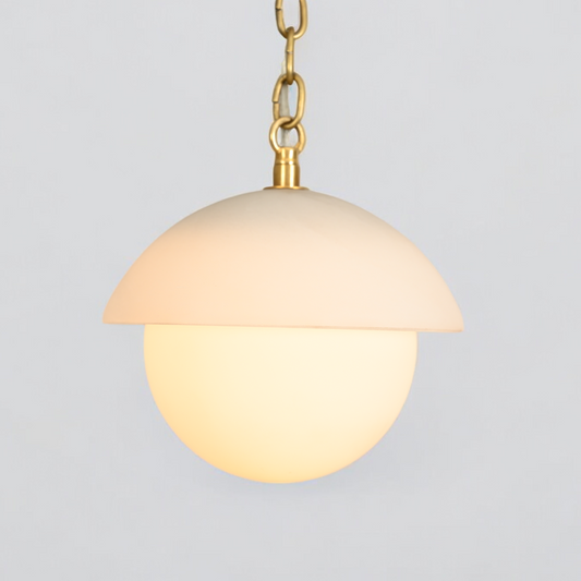 Illuminate your space with the Mid Century Brass Sputnik chandelier and glass shade!