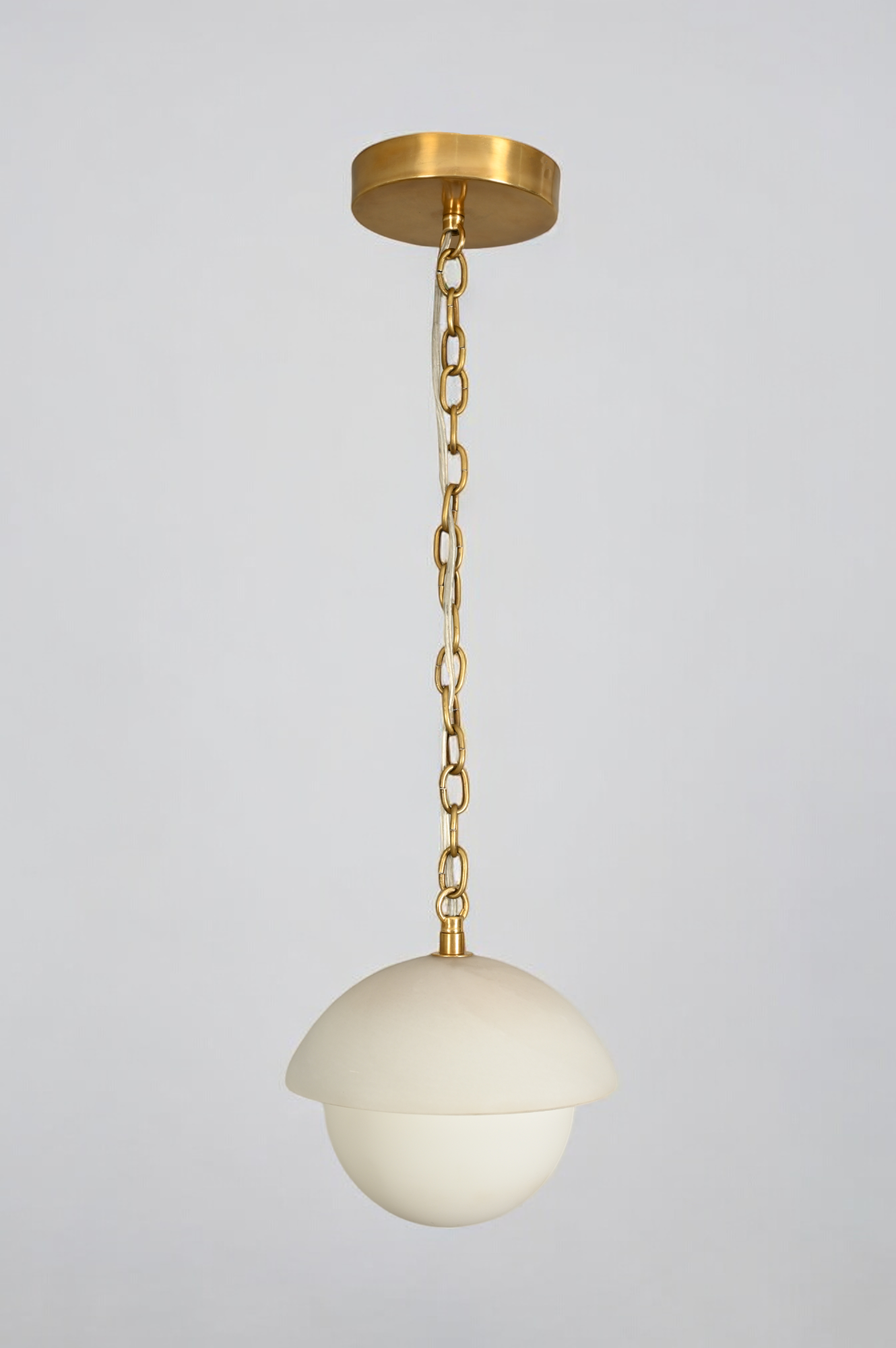 Illuminate your space with the Mid Century Brass Sputnik chandelier and glass shade!