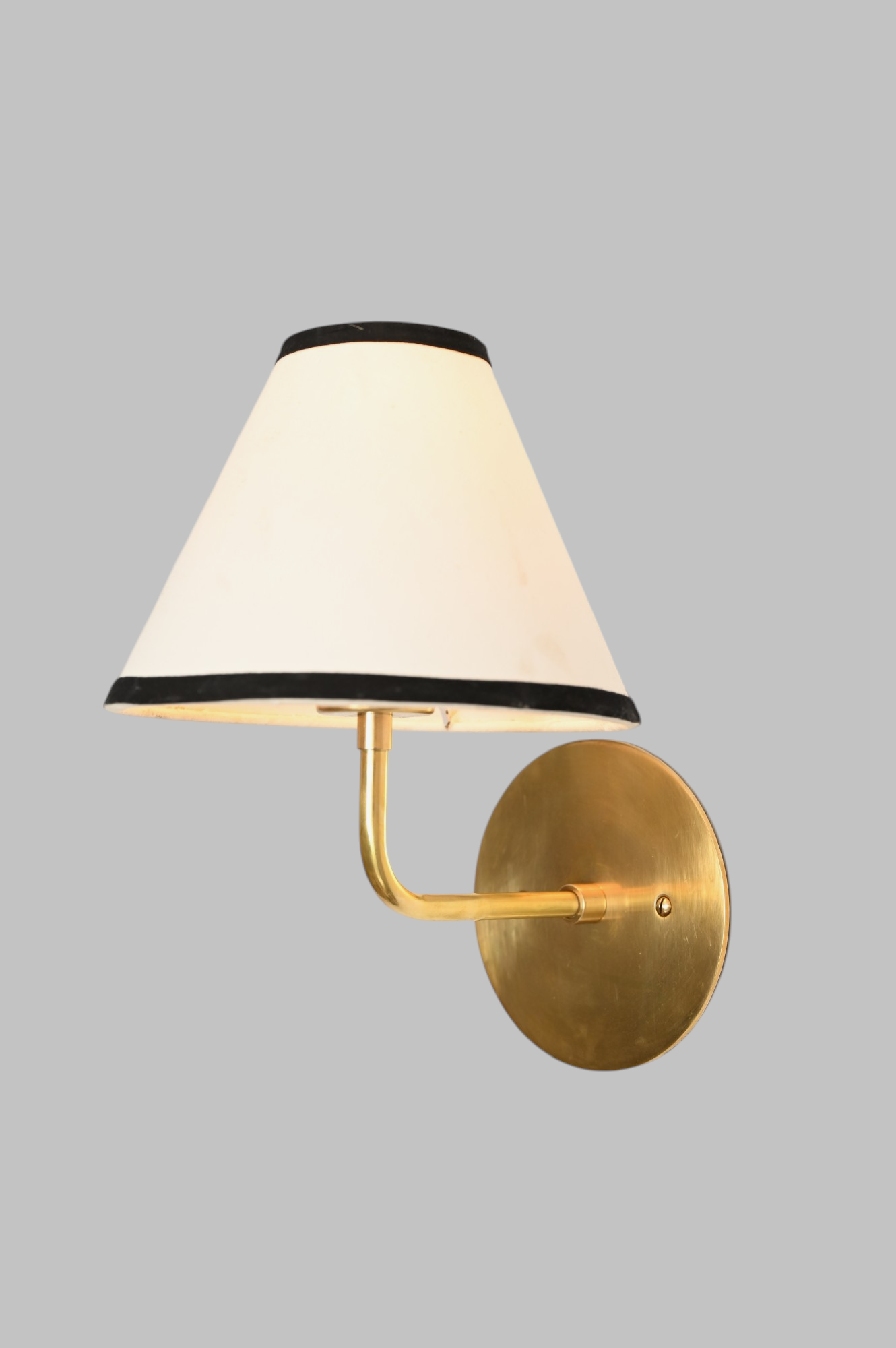 1-light linen shade brass Sputnik wall lamp with handmade brass and fabric shades