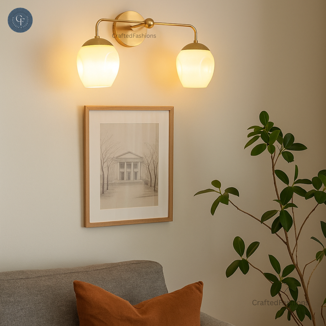 2-Light Dimple Globe Sconce: Raw brass, ambient and aesthetic lighting