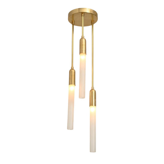 Glass Tube Ceiling Light in Raw Brass blends mid-century design with modern elegance