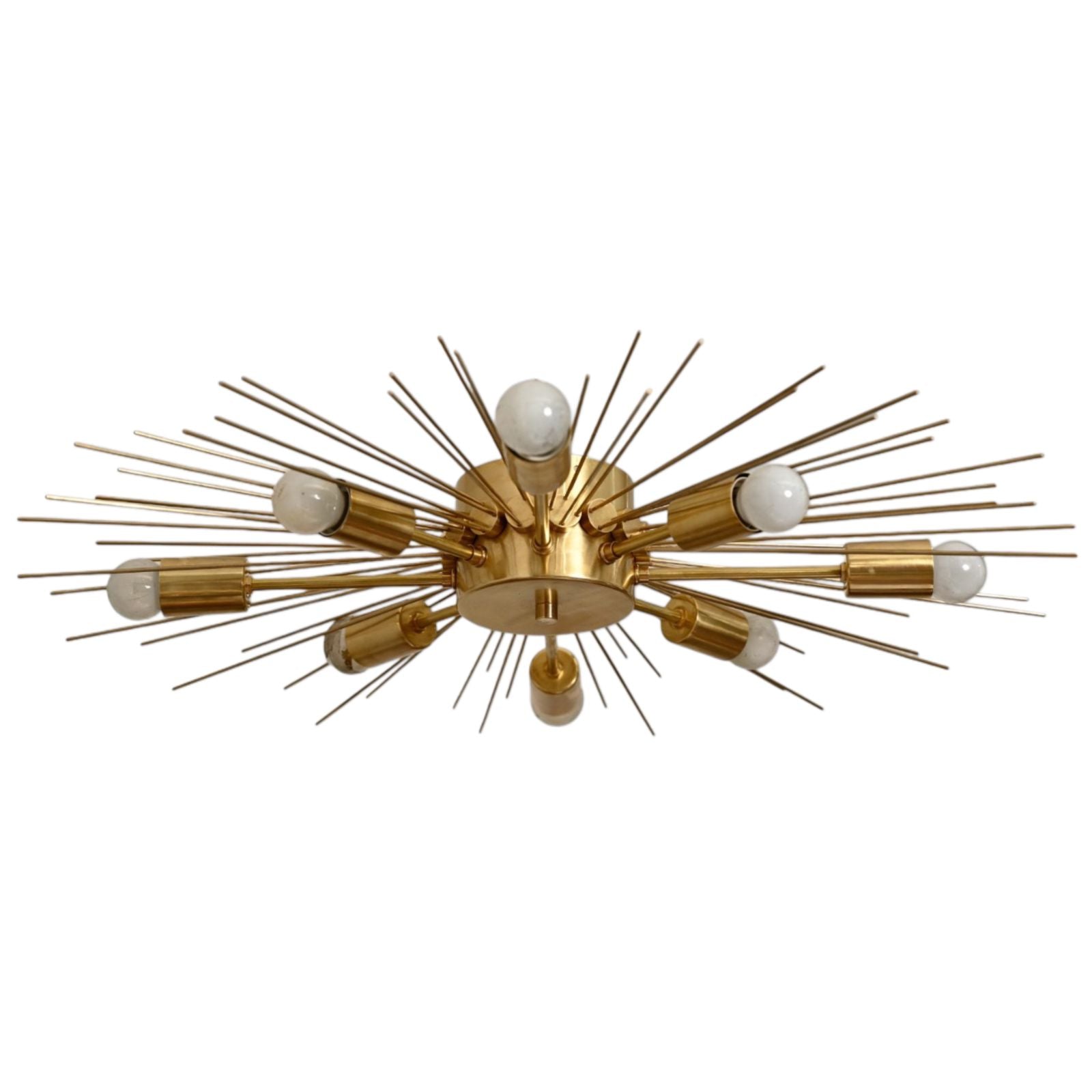 Modern Handmade Mid Century Raw Brass Sputnik Chandelier adds bold, vintage charm