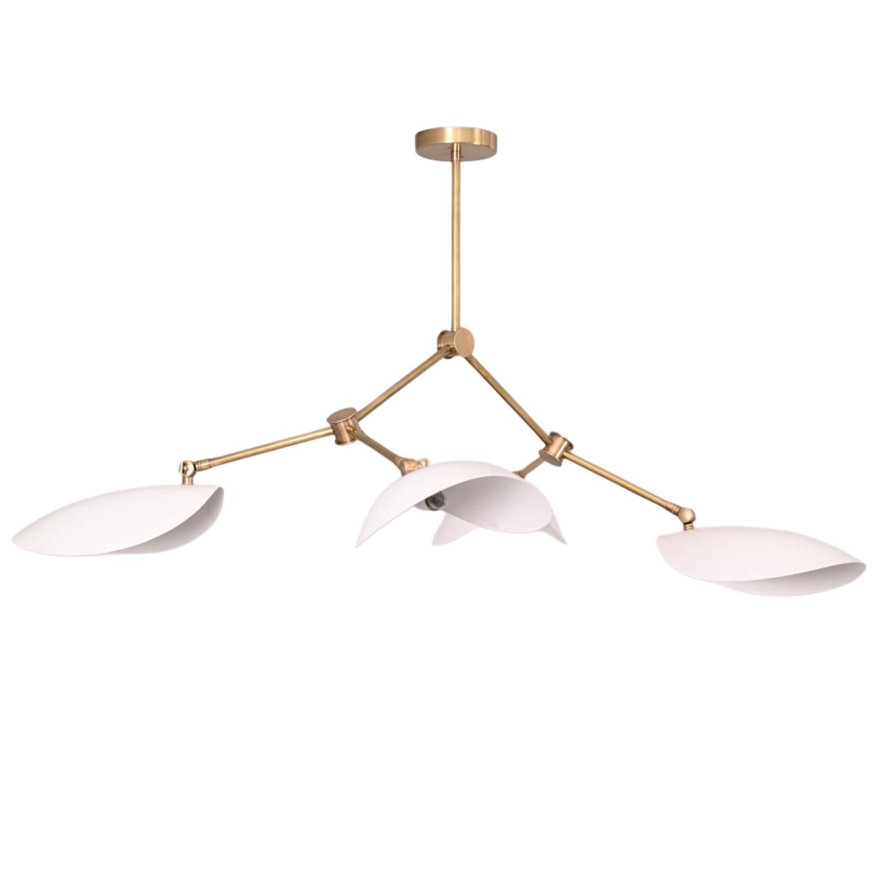 Stilnovo Four-Arm Chandelier with Curved Disk Shades