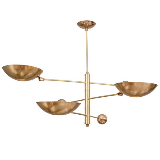 Elevate your decor with the 3 Light Mid-Century Modern Raw Brass Sputnik Chandelier