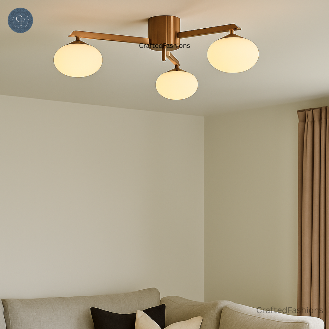 3-light globe Sputnik chandelier - Mid-century modern brass fixture, perfect for stylish ceilings