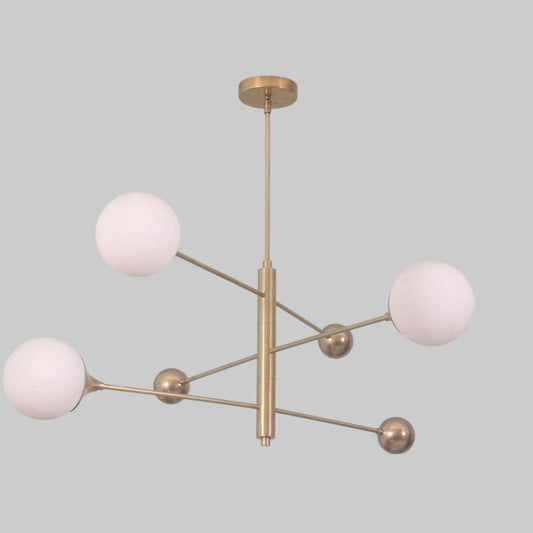 Elevate your space with our 3-Light Raw Brass Pendant Sputnik Chandelier—elegance!