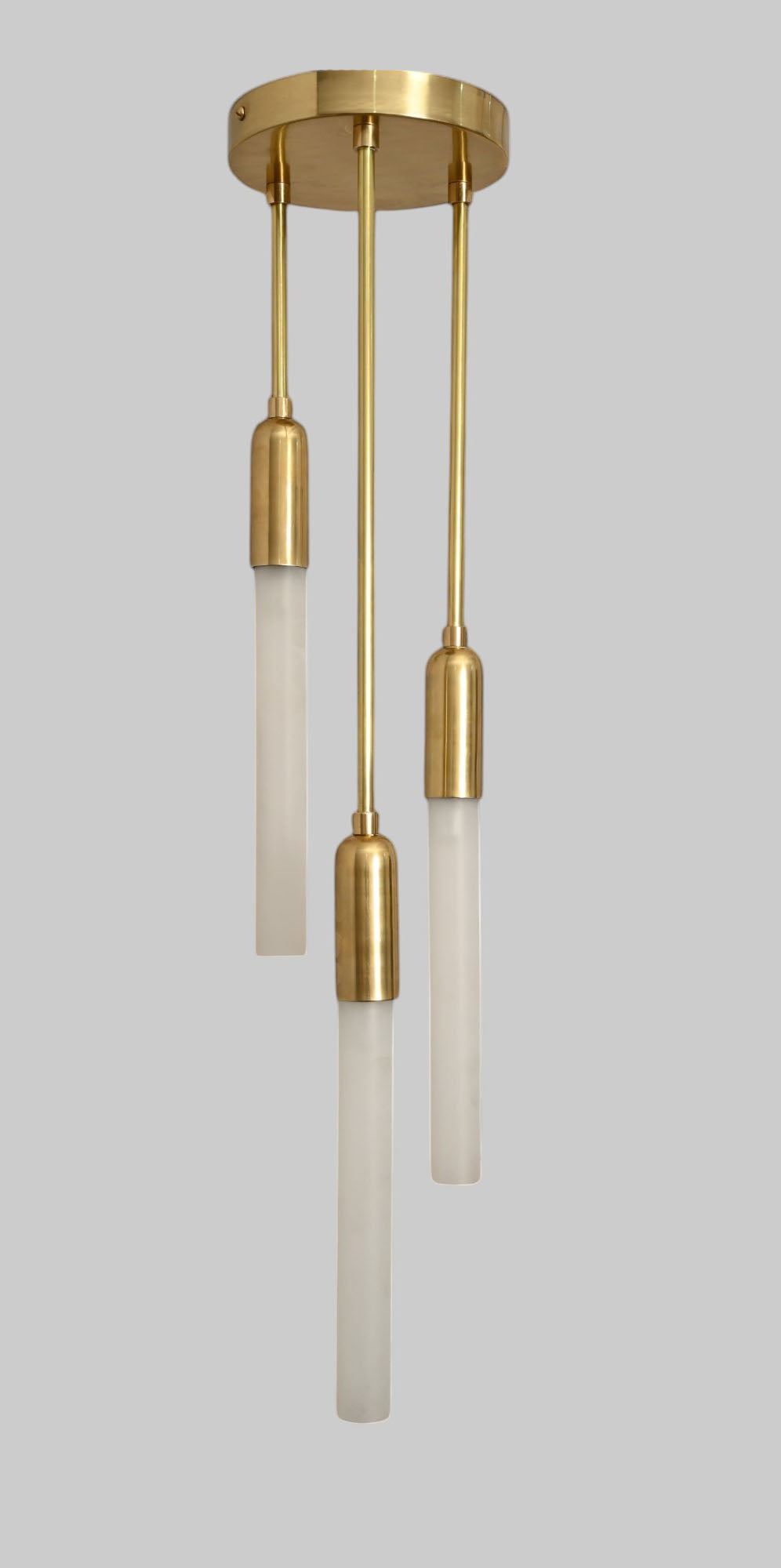 Glass Tube Ceiling Light in Raw Brass blends mid-century design with modern elegance