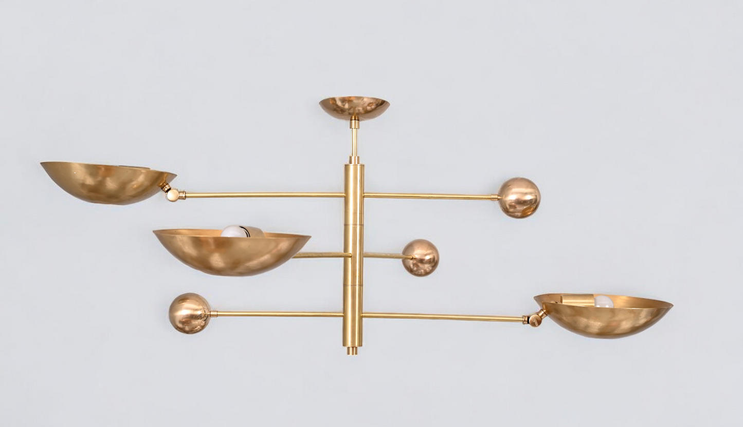 Elevate your decor with the 3 Light Mid-Century Modern Raw Brass Sputnik Chandelier