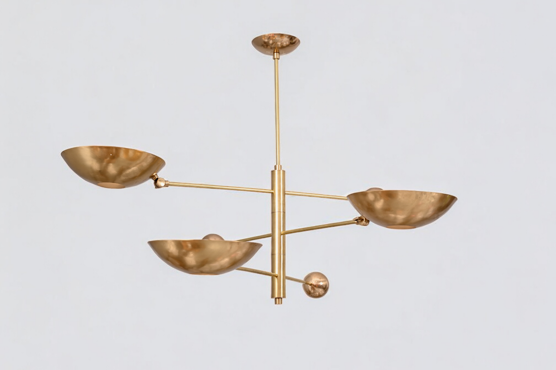 Elevate your decor with the 3 Light Mid-Century Modern Raw Brass Sputnik Chandelier