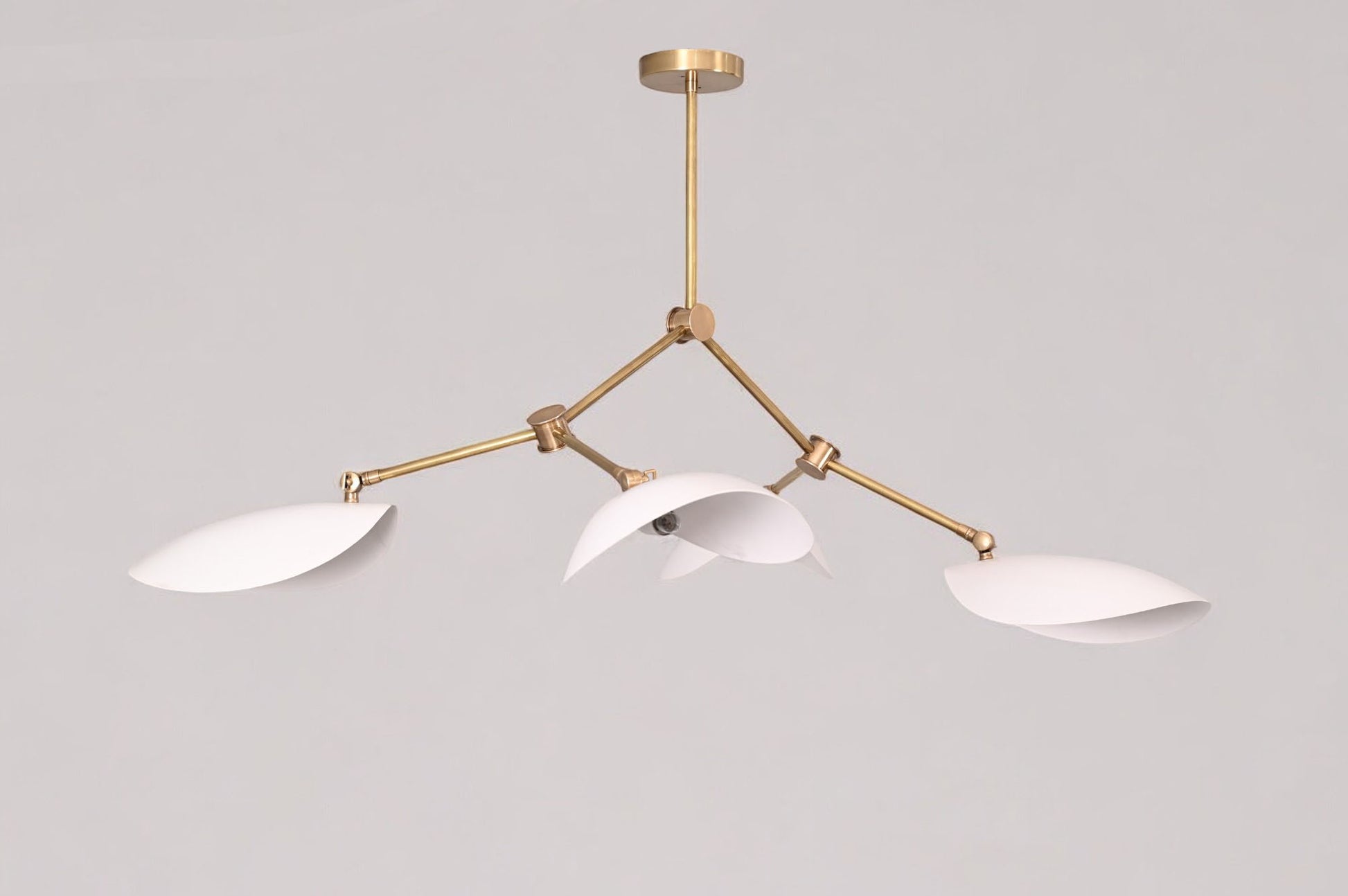 Stilnovo Four-Arm Chandelier with Curved Disk Shades