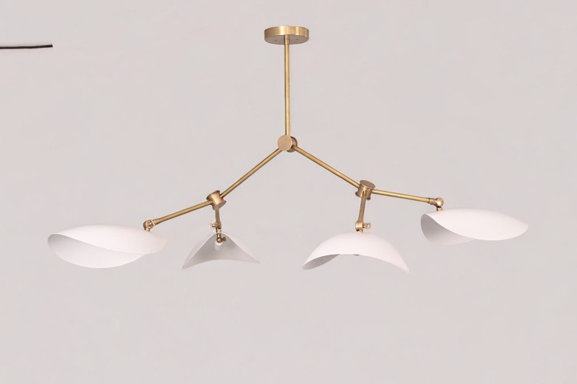 Stilnovo Four-Arm Chandelier with Curved Disk Shades