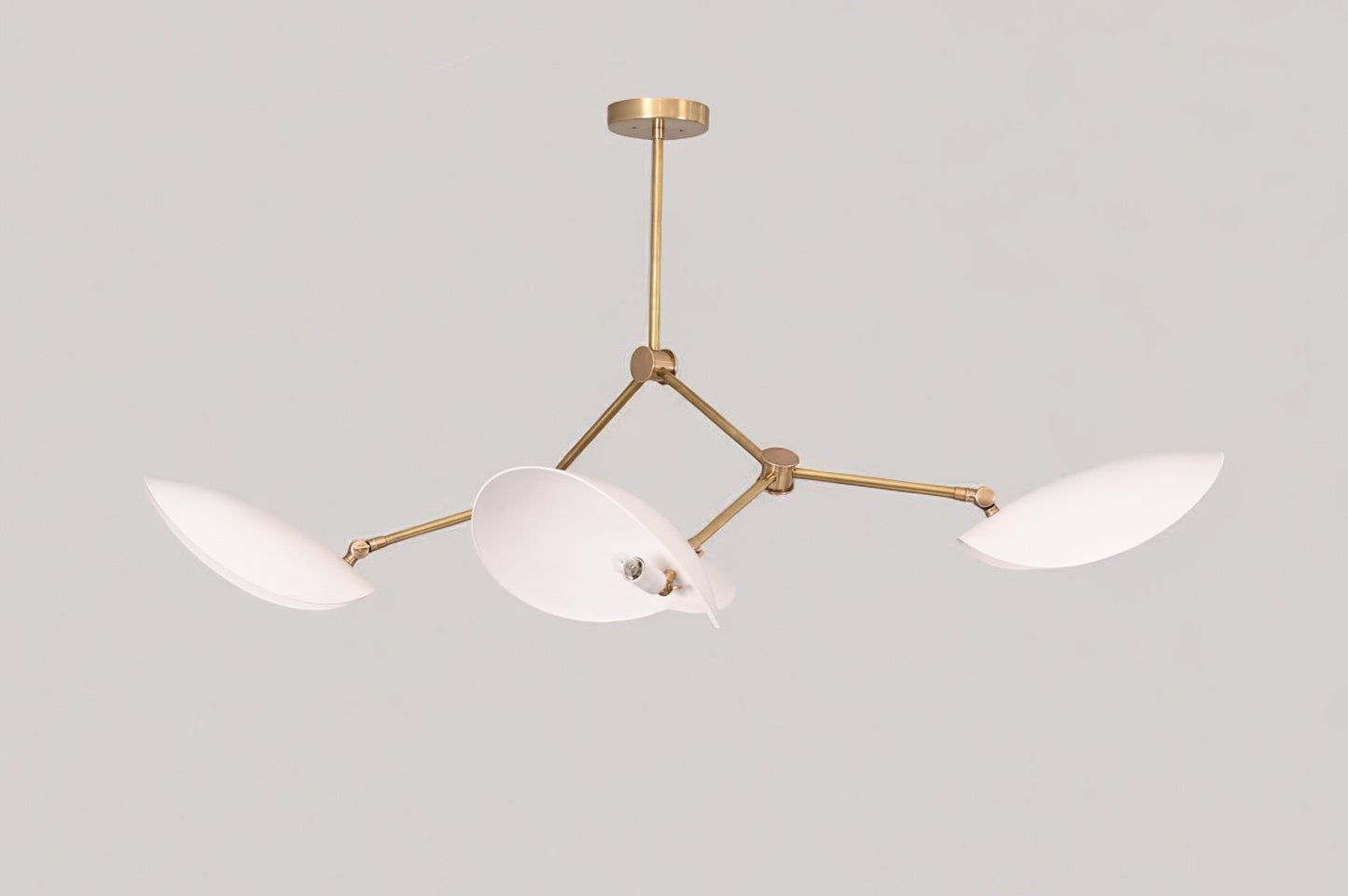 Stilnovo Four-Arm Chandelier with Curved Disk Shades