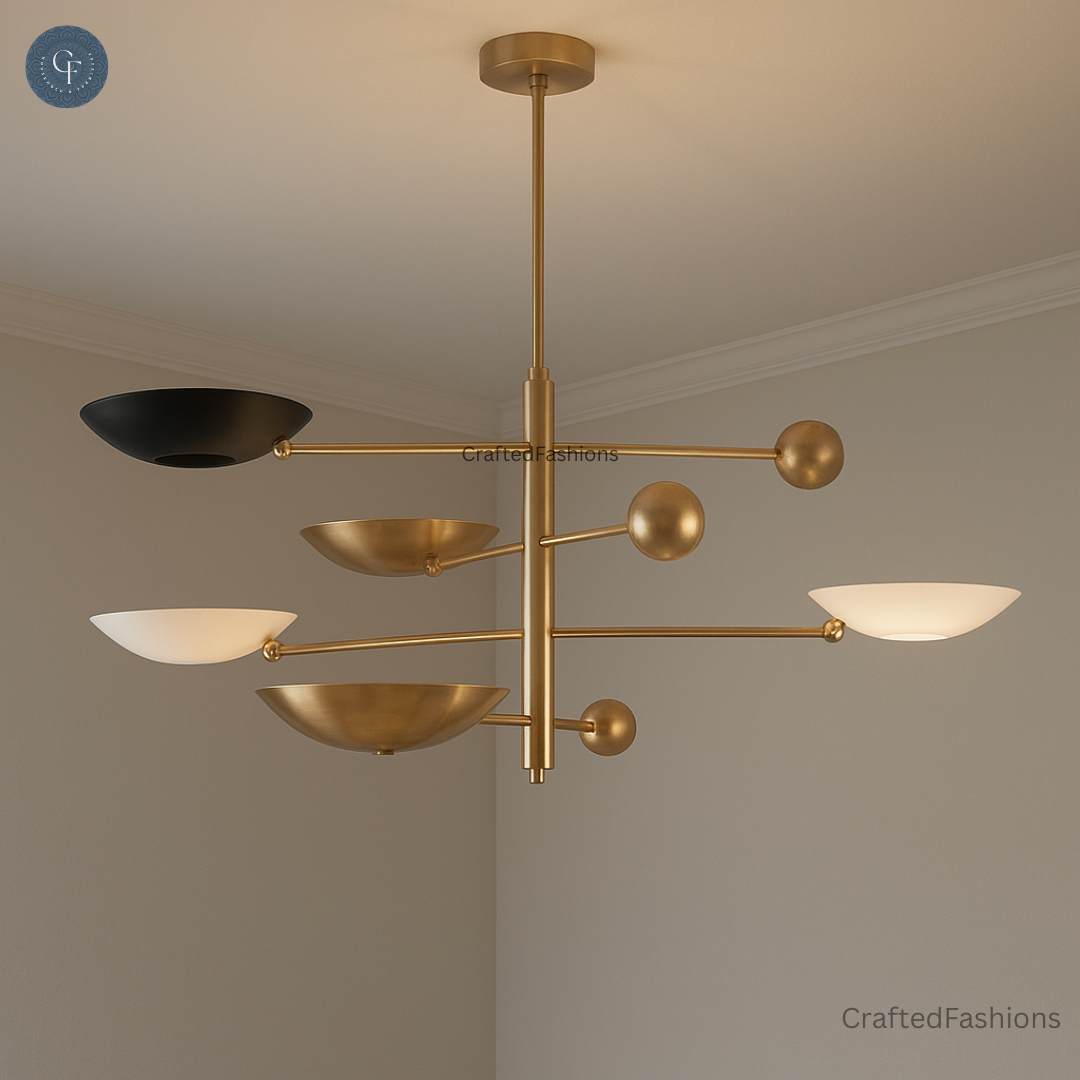 5-Light Mid-Century Brass Sputnik Pendant - Vintage Charm