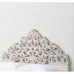 California King Luxury White Wash Half Moon Bed Headboard Wood Panel by Crafted Fashions