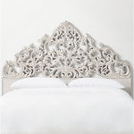 California King Luxury White Wash Half Moon Bed Headboard Wood Panel by Crafted Fashions
